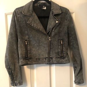H & M Distressed Gray Jacket with zipper detail